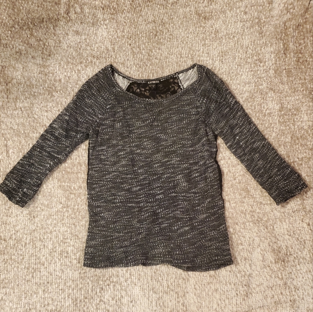 Express Lace Back Three Quarter Sleeve Top